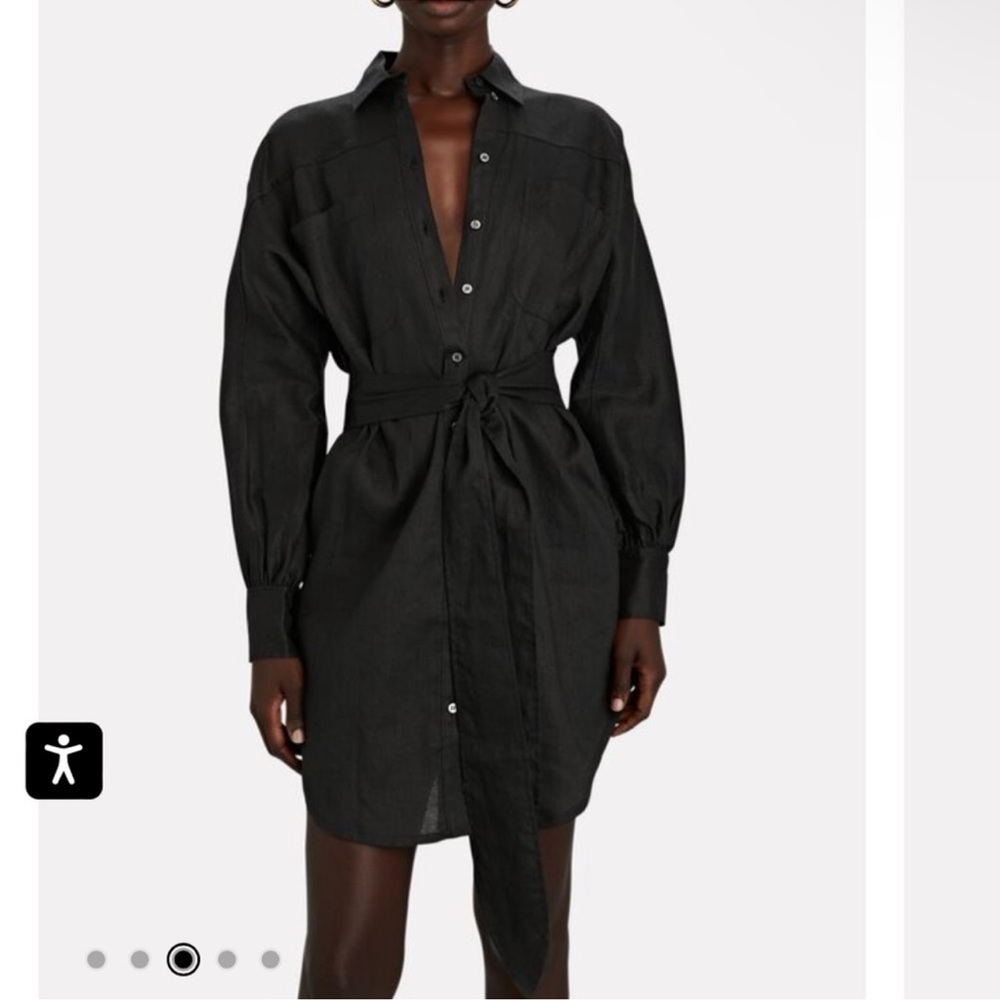 Marissa Webb NWT Emmerson 100% Linen Black Shirt Dress Women’s Large Lagenlook